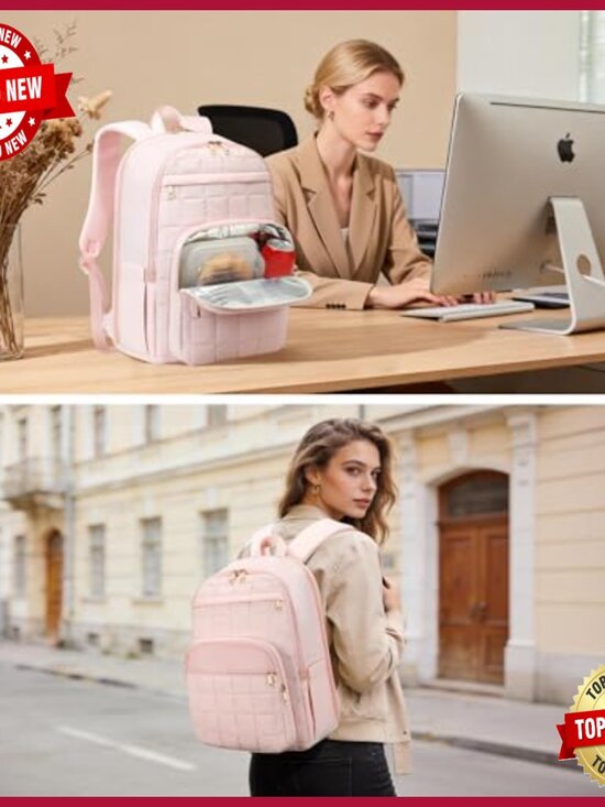 Quilted Work Backpack with Insulated Pocket, Fits 15.6 Laptop main image 7